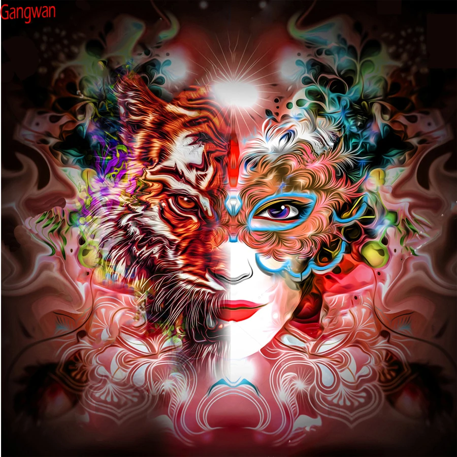 5D DIY Full Diamond Mosaic Set Crystal Animal Sexy Monster Face Abstract Kits Decoration Home Art Embroidery Rhinestone Painting