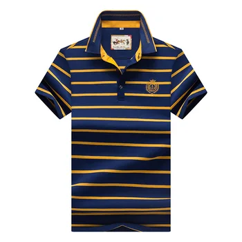 

Summer New Men's Polo Shirts Short Sleeve Fashion Striped Breathable Cotton Casual Polo Shirt Men Brand Clothing Tees BF8097