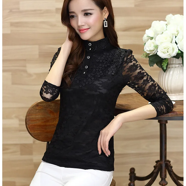 Black Shirt Victorian Womens Sheer Top Ladies Office