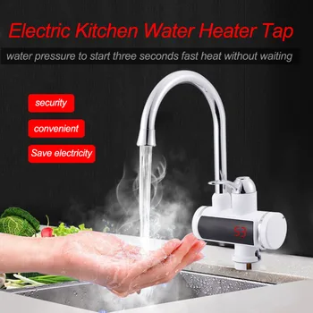 

220V Electric Water Heater Tap Kitchen Faucet Instant Hot Water Tankless Instantaneous Water Heater 360 Degree Rotating Faucet