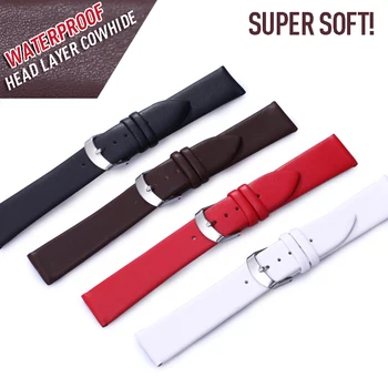 

2018 New Arrived Ultrathin Cowhide Band Real Genuine Leather Watchband Super Soft Watch Strap Accessories For Men Women 8mm-22mm