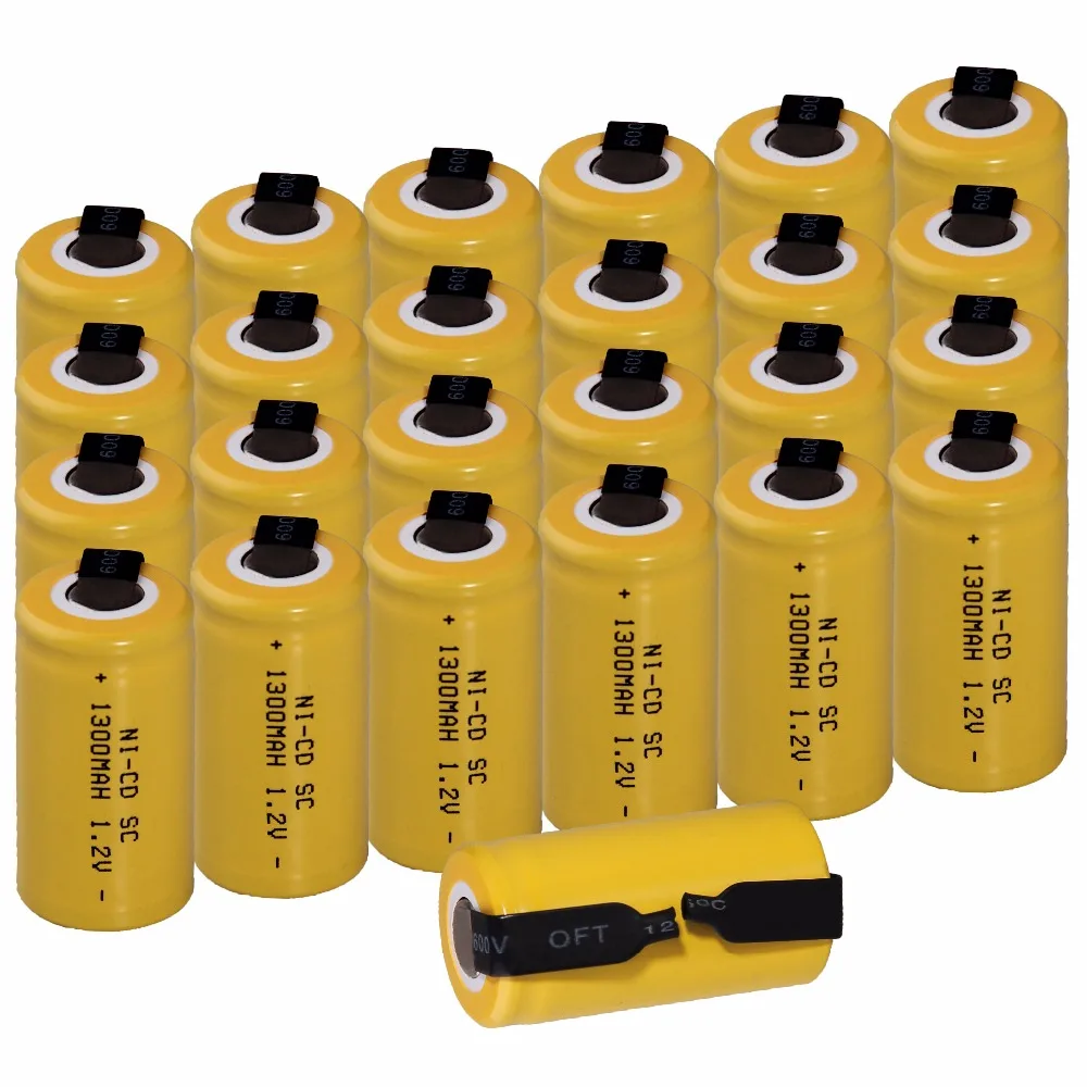 25 pcs SC 1300mah 1.2v battery NICD rechargeable batteries for makita bosch B&ampD Hitachi metabo dewalt emergency light toy | Электроника