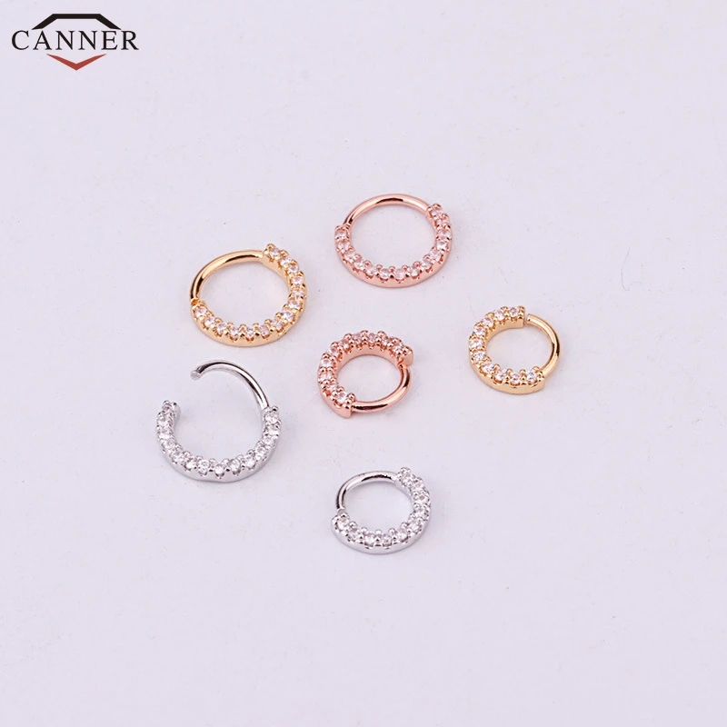 

1PC Silver/Gold Color Ear Nose Piercing Jewelry CZ Crystal Nose Hoop Nostril Ring Helix Cartilage Tragus Earring 6/8mm H40
