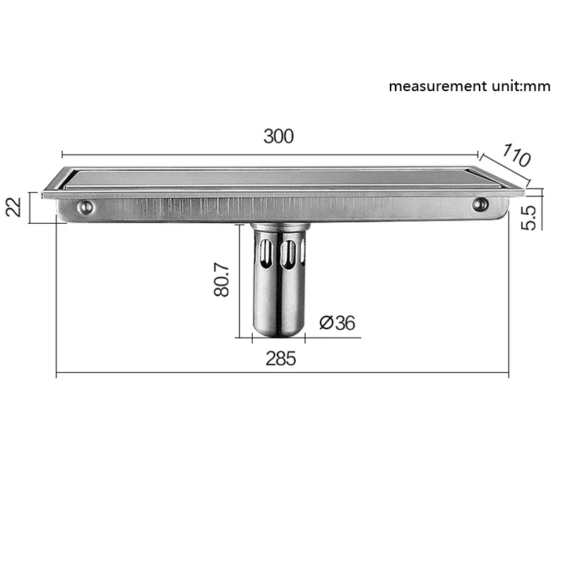 12-дюймовый Линейный душ Трап с невидимая плитка вставка в виде решетки