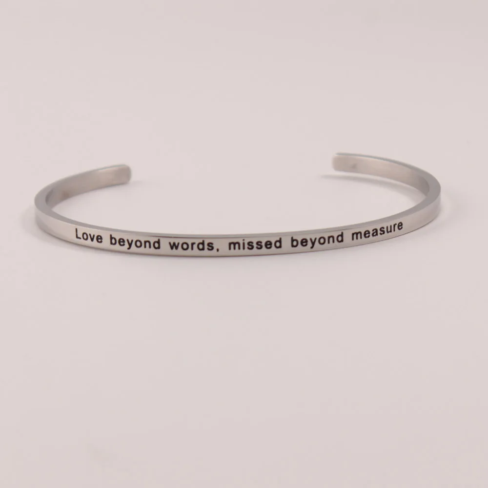 

Silver Stainless Steel Engraved Positive Inspirational Quote Cuff Mantra Bracelet Bangle Mother's Day Gifts