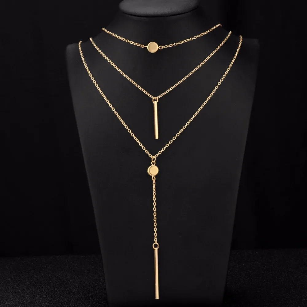

Gold Silver Color Chain Long Coin Choker Necklace For Women Summer Chocker Necklaces collar collier ras du cou femme