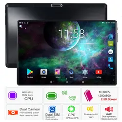 2019 Горячая Версия 10 дюймов Планшеты Android 8,0 Octa Core 4 Гб оперативная память 64 Встроенная 8 ядер 1280*800 дюйм/сек, GPS 10,1 подарки
