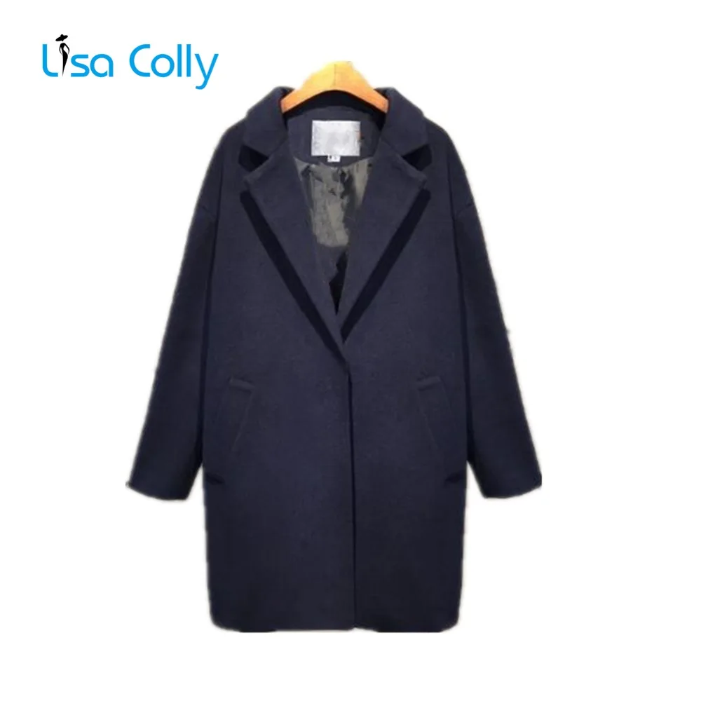 

Lisa Colly Women Autumn Winter Coat Jacket Casual Long Sleeves Wool Coat Elegant Work Office Lady Warm Woolen Overcoat Outerwear