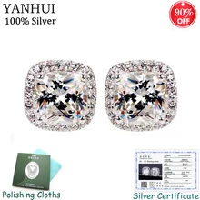 Прислали сертификат! Изысканные ювелирные изделия, оригинальные серьги из серебра 925, квадратные 8 мм, 2 карата, кубический циркон, свадебные серьги для женщин CE011