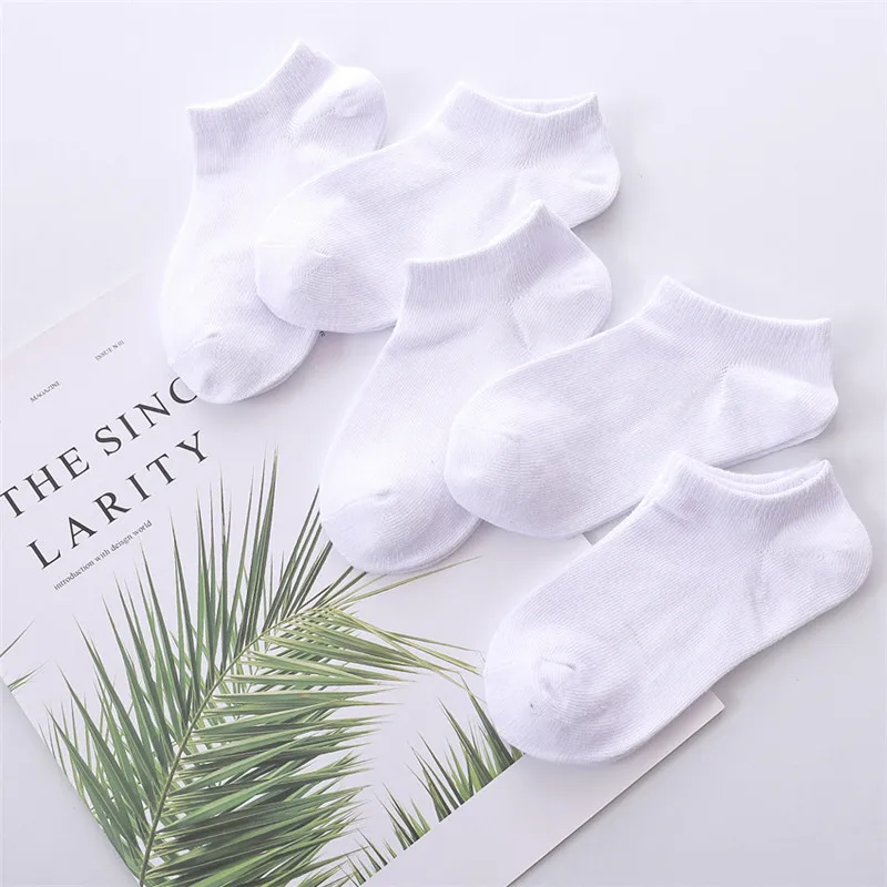 Baby Socks 5 Pairs/lot Boys Girls Pure White Socks Cotton Soft Newborn Babies Loose Comfortable Socks Kids School Sport Clothes