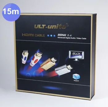 

1pcs /lots High-end flat Type Red 15M 50FT HDMI with Packaging Ethernet HDMI Male to Male Cable 1.4 V 3D 1080P 4K*2K HDMI Cable