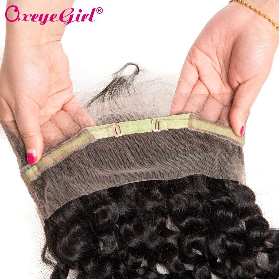 Pre Plucked 360 Lace Frontal Closure With Baby Hair Brazilian Hair Deep Wave Bundles Oxeye girl Remy Human Hair 360 Closure