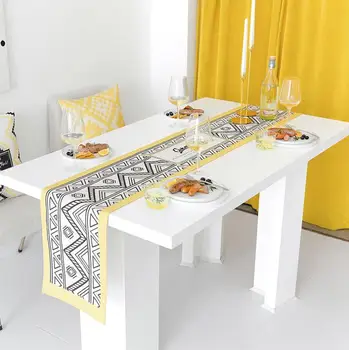 

Nordic Ethnic Geometric Table Runners Cotton Linen Rustic Wedding Modern Rectangular Tablecloth Dining Table Mat Table Placemat