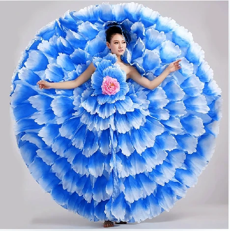 

new Flamenco dance costume expansion skirt costume modern dance performance wear petal skirt spanish flamenco dress 540 720