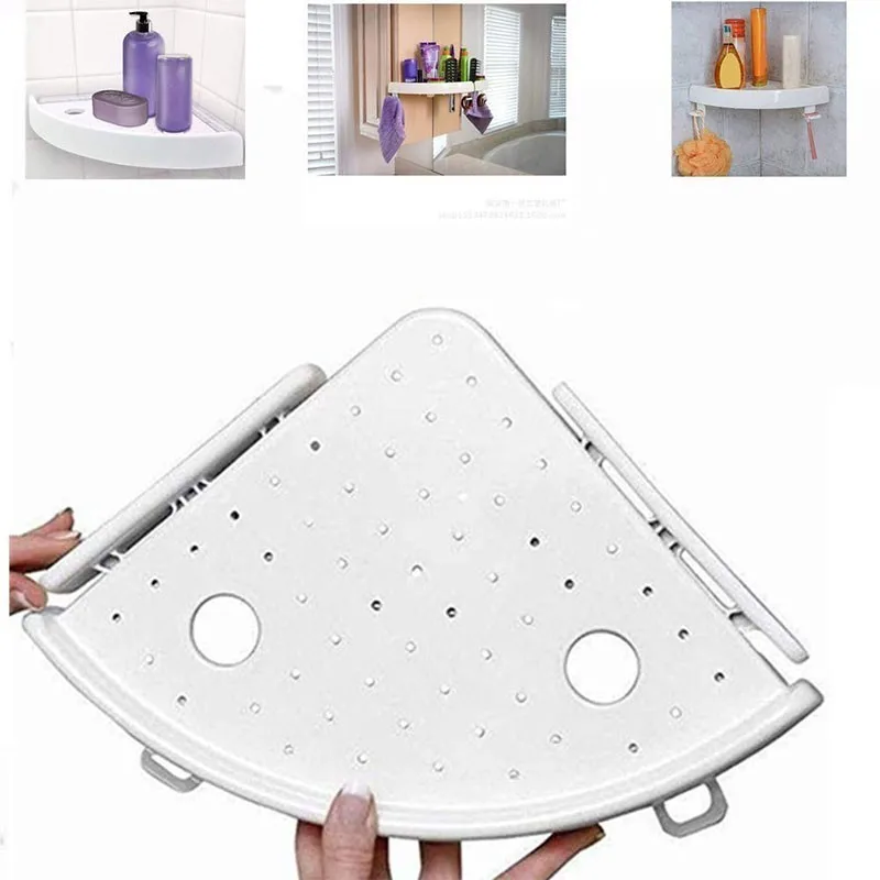 

Bathroom Storage Shelf Triangle Bathroom Wall Corner Mount Storage Holder Rack Shelf With Hooks Shelf Hanging Rack Hook