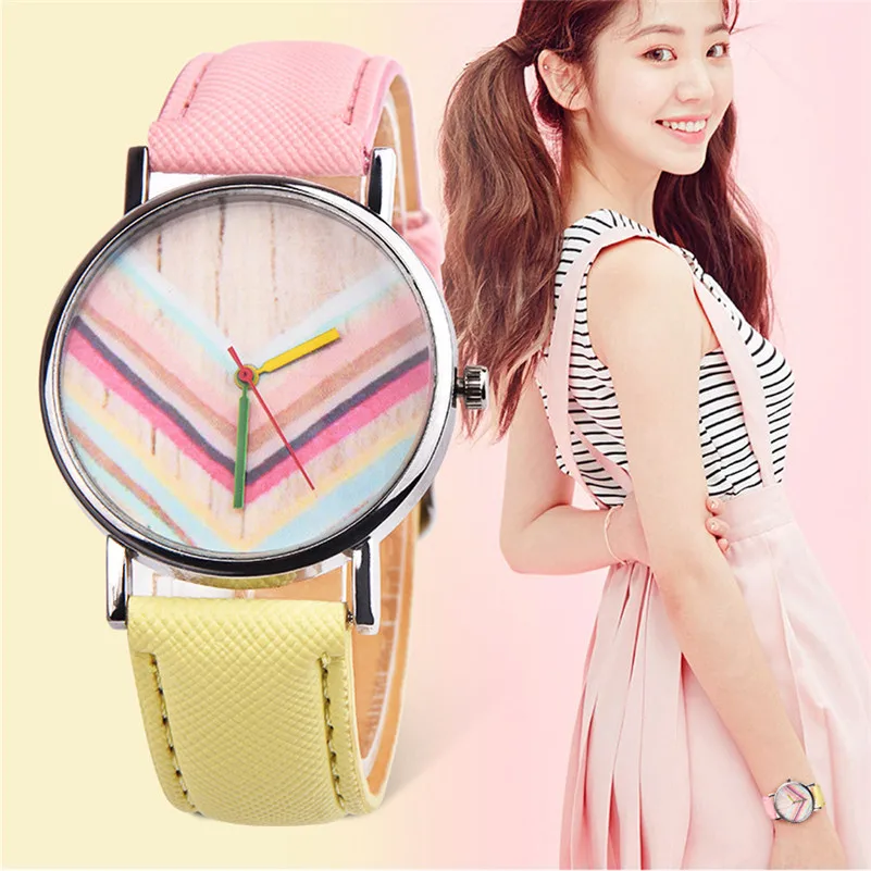 New Arrival watch women lady dress watch Cute Girls Womens Colorful Casual leather watch strap Analog Quartz Watch Reloj M21 (1)