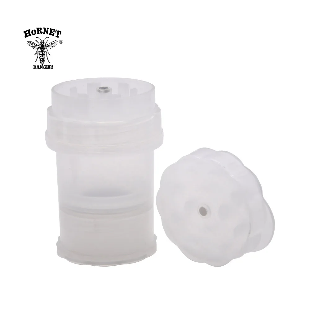 HORNET Hard Plastic 4 Parts Herb Grinder Crusher with Tobacco Storage Case-Black
