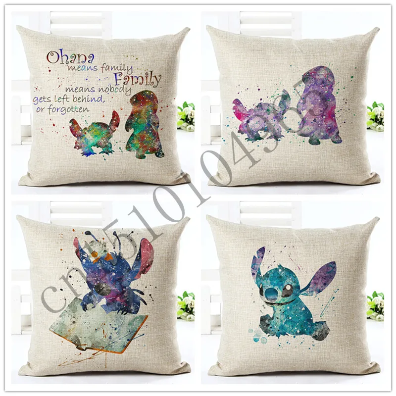 

Painted Style Cartoon Cushion Sofa Throw Pillowcase Home Decor Cojines Cotton Linen Square Printed Almofadas