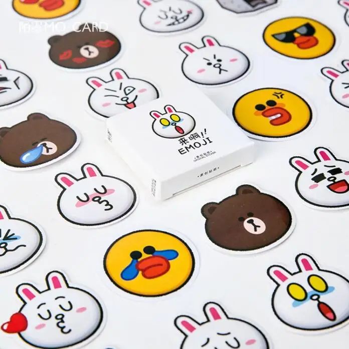 

45 pcs/pack Come On EMOJI Animal Decorative Stickers Adhesive Stickers DIY Decoration Diary Stickers Box Package