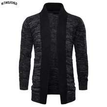Мужское Вязанное пальто Модный зимний мужской кардиган средней длины свитера с v-образным вырезом повседневная мужская плотная трикотажная одежда мужские топы