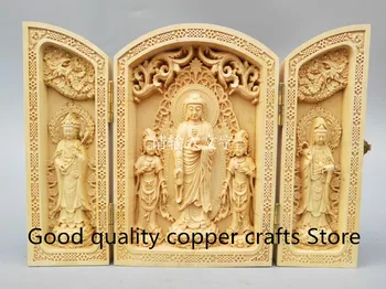 

China handwork wood carving Sakyamuni Guanyin bodhisattva Buddha statue