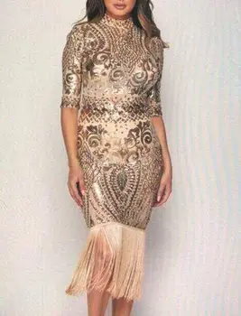 

Sequined Evening Party Dress Celebrity Night CLub Summer Tassel Bodycon New Style Fashion Women Dresses
