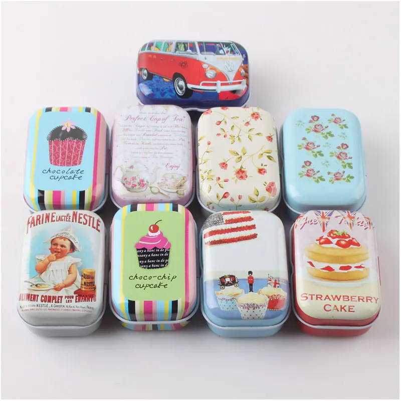 

Lovely Flower Iron Tin Storage Bag Gift Mini Jewelry Box Decor Card Pill Case #52042