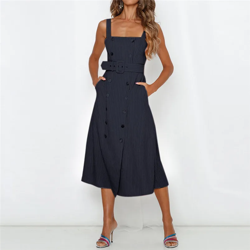 Women's Summer Sleeveless Casual Loose Swing T-Shirt Dress with Pockets Dress sukienka damska plus size vestidos verano H13 (10)