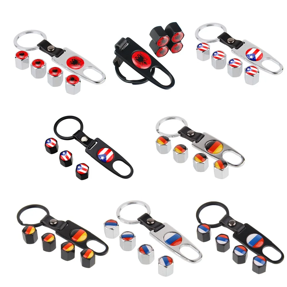 

Car Styling Wheel Tire Valve Stem Caps with keychain for mazda 3 nissan qashqai j11 suzuki grand vitara skoda superb audi a3 8v