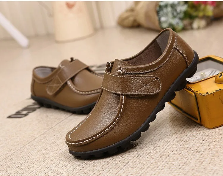 Genuine Leather Women's Casual Shoes Lace-Up Woman Loafers Moccasins Female Flats Solid Low Heel Lady Shoe Soft Women Footwear 10