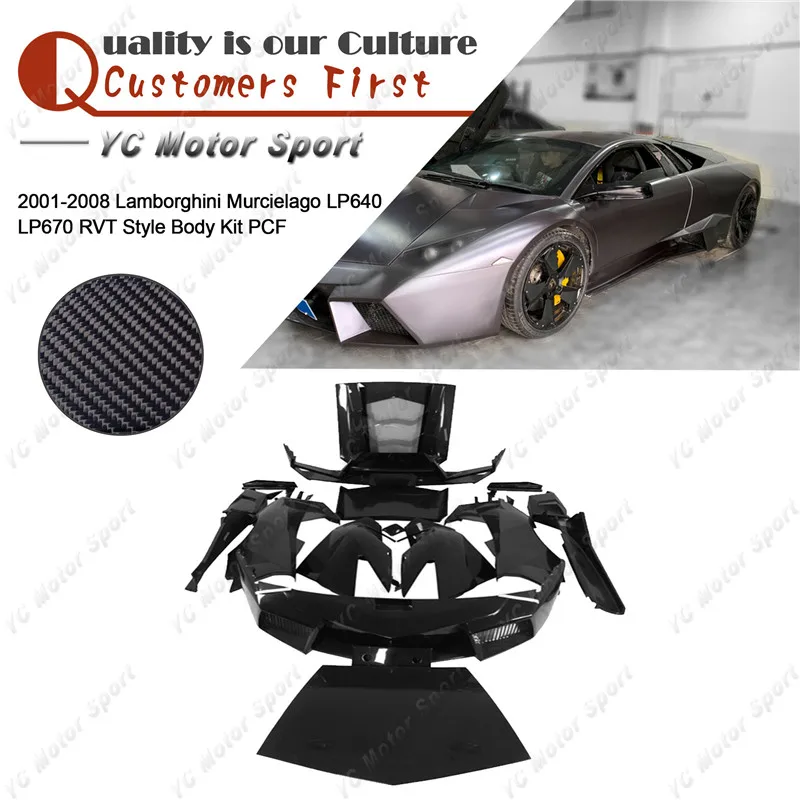 

Portion Carbon RVT Style Body Kit Fit For 01-08 Murcielago LP640 LP670 Bodykit Hood Bumper Fender Side Skirt Engine Bonnet Wing
