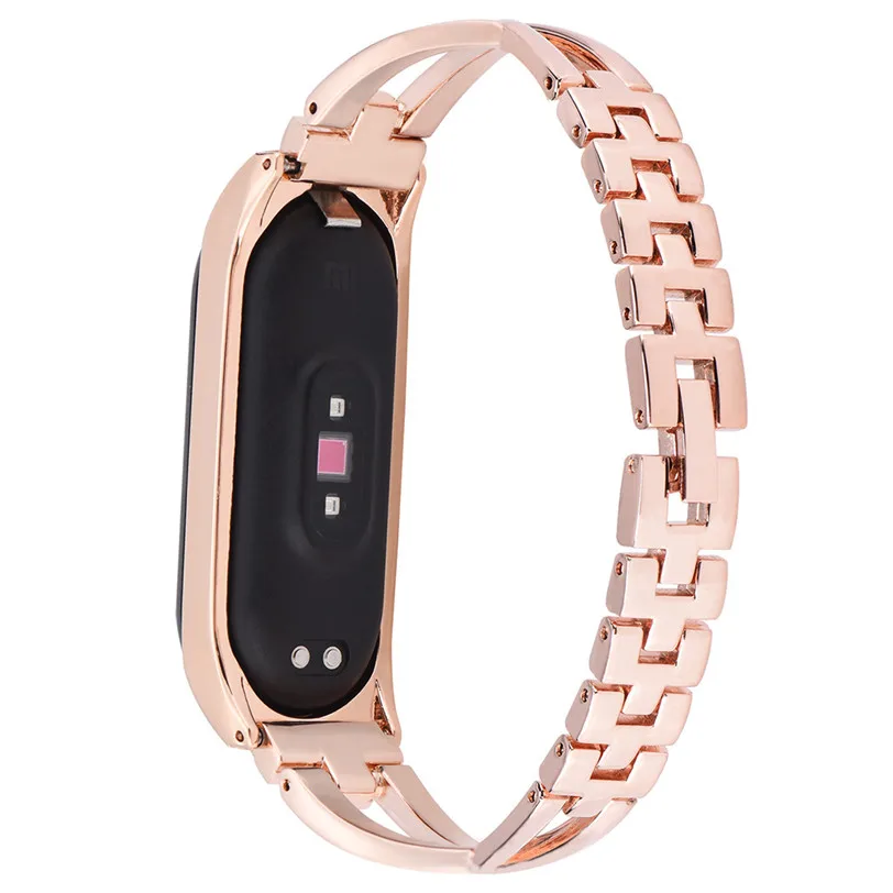 CARPRIE Женский стильный браслет из нержавеющей стали, розовое золото, сменный Браслет с ремешком для Xiaomi Mi, браслет с 4 кристаллами 907
