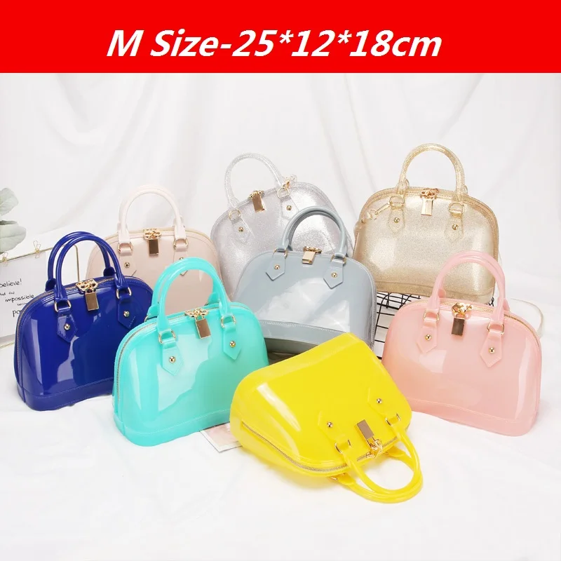 

2019 New Silicone Summer Sweet Candy Jelly Shell Handbags Women Casual Tote Bag Ladies Crossbody Shoulder Beach Bags Girls Bolsa