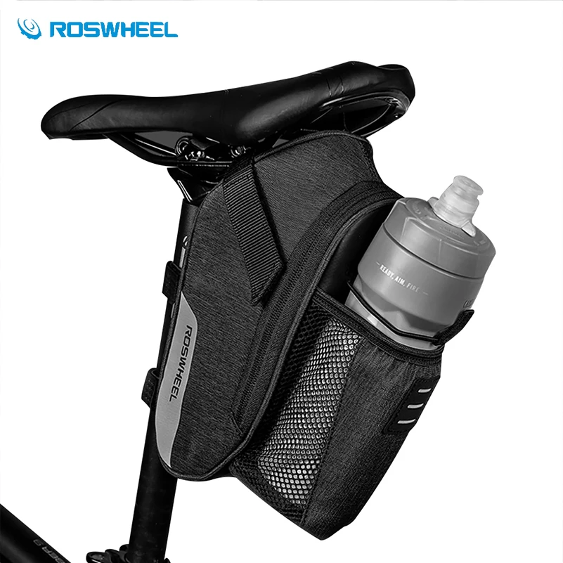 

ROSWHEEL Bicycle Rear Bag Taillight Cycling Saddle Bag Large Capacity Mesh 1.8L Bike Rear Seat Tail Bag Bike Outdoor Accessories