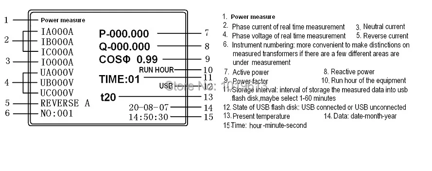 Монтажный измеритель ЖК-монитора 30(100) A 3*220 V/380 V/3*240 V/415 V