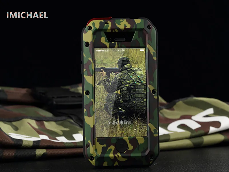 imágenes para Ahora lujo IMICHAEL tres siguientes de 360 para el iphone de apple 5S SE 6 s plus camuflaje a prueba de agua Caja del teléfono a prueba de polvo de la gota caso imágenes para Ahora lujo IMICHAEL tres siguientes de 360 para el iphone de apple 5S SE 6 s plus camuflaje a prueba de agua Caja del teléfono a prueba de polvo de la gota caso