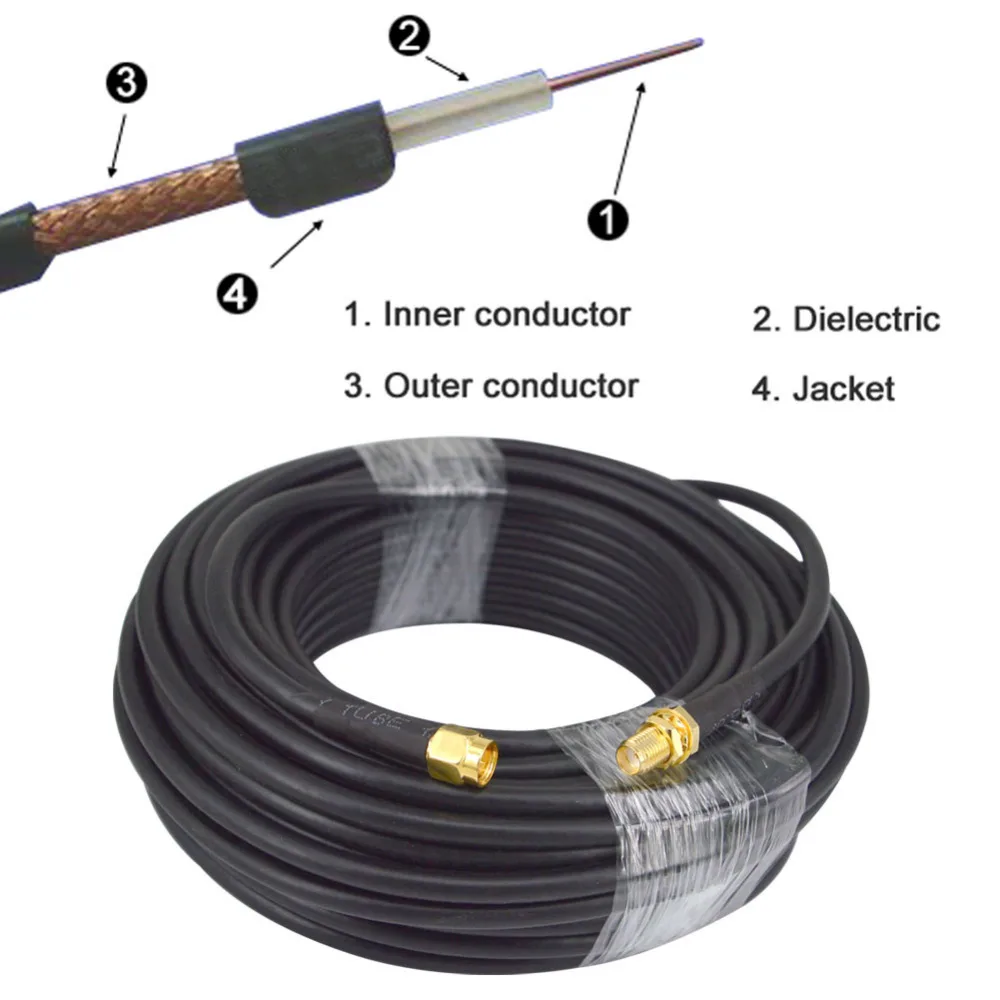 15 метров(49,2 футов) Низкая потеря SMA типа «мама» к SMA Мужской кабель-удлинитель RG58 коаксиального кабеля