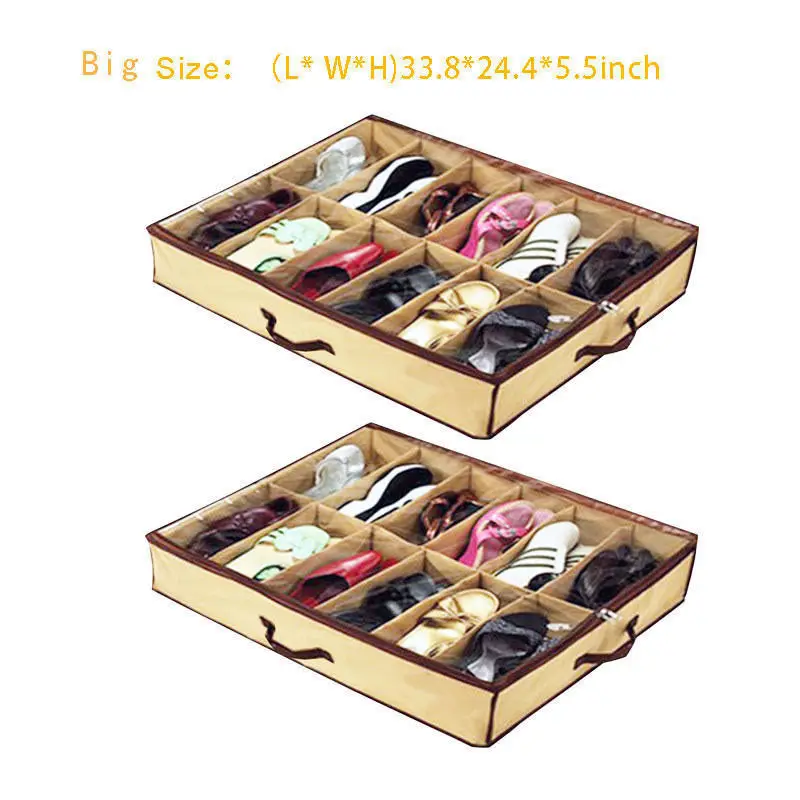 12Pair PVC Fabric Durable Shoes Box Shoe Storage Organizer Home Folding