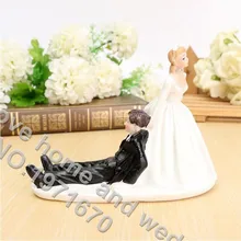 Funny Resin Reluctant Wedding Cake Topper Decoration Bride And Groom Couple Figurine Doll Mariage Casamento Party