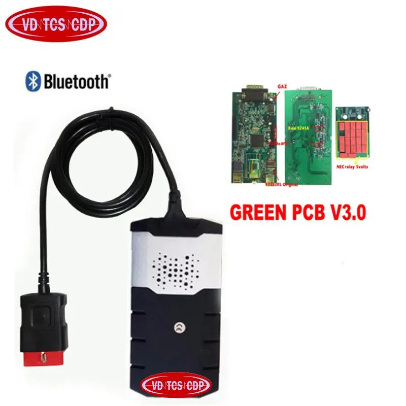 

Best quality v3.0 green pcb relays with bluetooth professional vd tcs cdp pro new vci obd2 code reader dhl free shipping