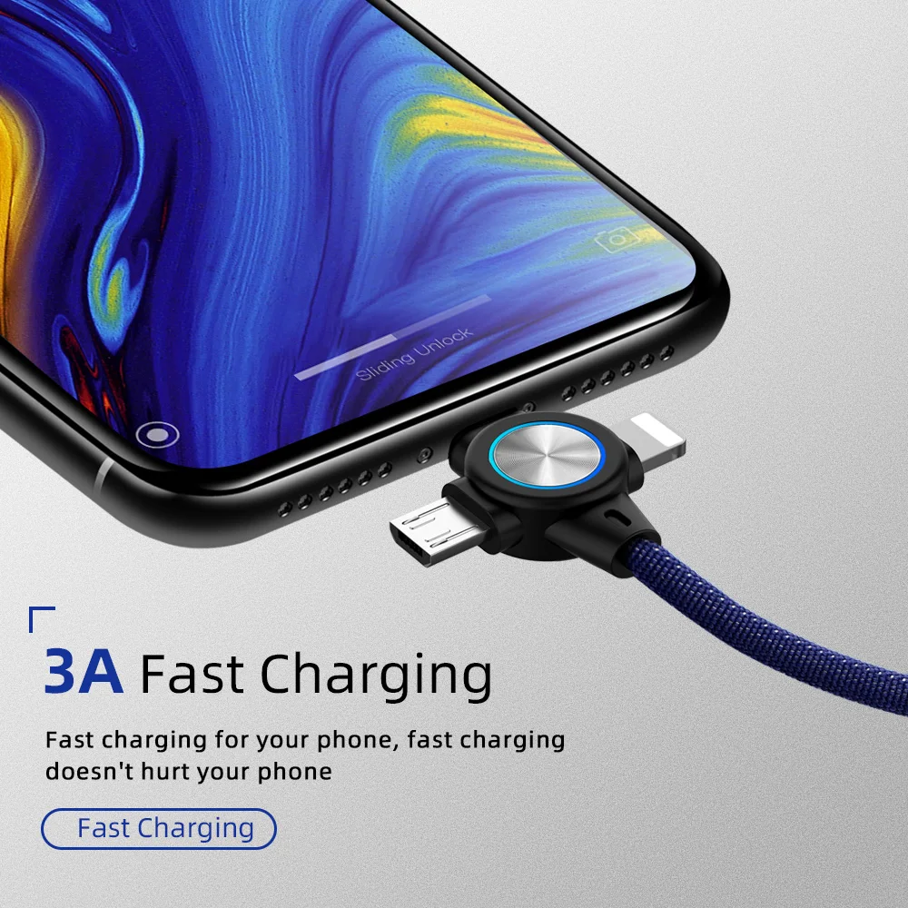 3 in 1 USB Cable for Mobile Phone Micro USB Type C 8 Pin Charger Cable for iPhone XS XR X Charging Cable Micro USB Charger Cord 3 in 1 USB Cable for Mobile Phone Micro USB Type C 8 Pin Charger Cable for iPhone XS XR X Charging Cable Micro USB Charger Cord