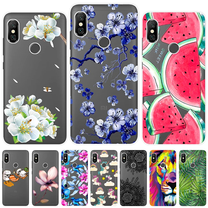 Чехлы для Xiaomi Redmi Note 6 Pro 26 ''прозрачный цветной принт Мягкий силиконовый чехол