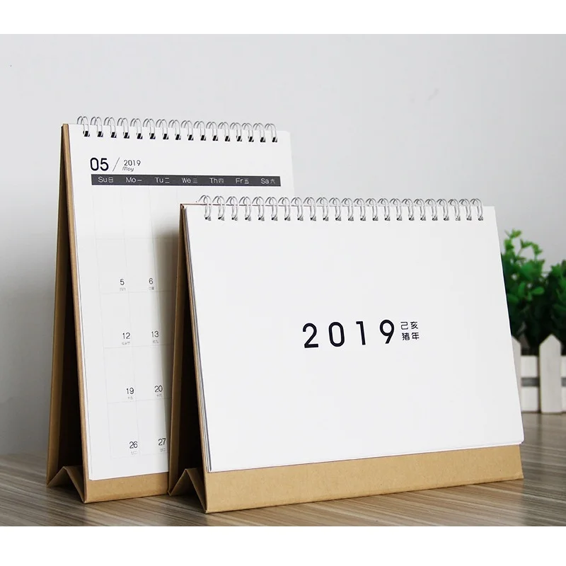 

2019 Fashion Simple Kraft Paper Table Desktop Calendar Agenda Organizer Daily Schedule Planner 2018.09~2019.12
