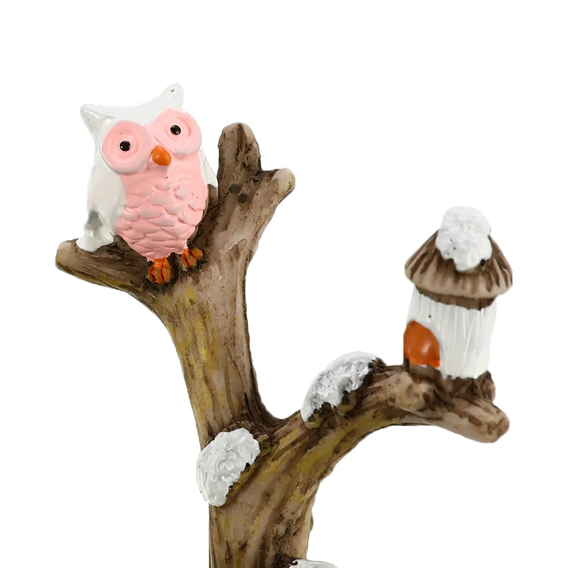 Мини в виде дерева из смолы ветка мультфильм сова микро Ландшафтный орнамент декоративная фигурка сад бонсай кукольный домик изысканное украшение