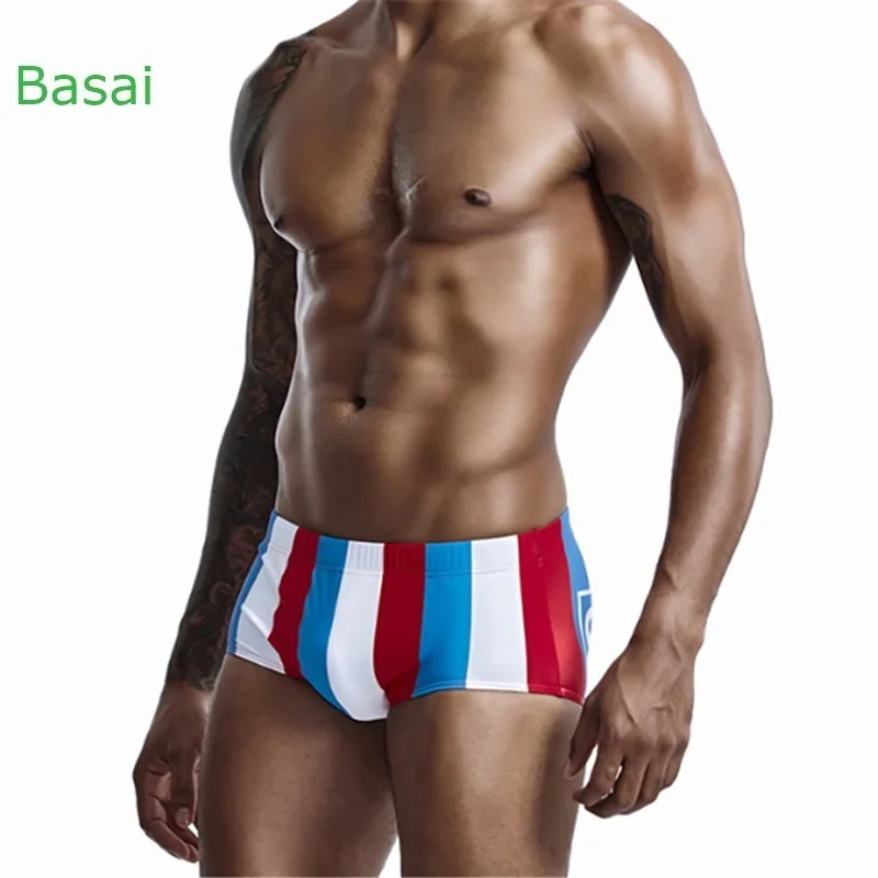 Sexy Stripes Men's Swimwear Bikini Swimming Trunks Men Swimsuit Seobean Gay Mens Swim Wear Beach Surf Bathing Suit Sport Shorts