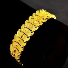 Wide Bracelet Yellow Gold Filled Womens Mens Bracelet Chain