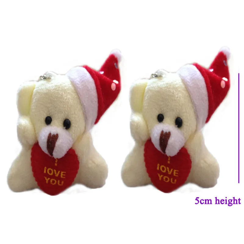 5cm 50pcs Christmas Bear Plush Toys I Love You Letter Bear Dolls Love Heart Sitting Bears Xmas Home Tree Decor Gift  (2)