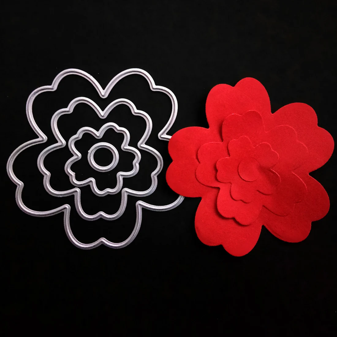 

4Pcs/set Metal Cutting Dies Flowers Stencils DIY Scrapbooking Dies Metal Cuts Album Paper Cards Crafts Embossing Templates 7.5cm