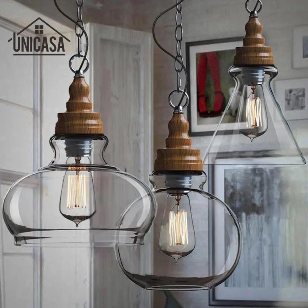  Mini Clear Glass Shade Pendant Lights Industrial Lighting Fixture Kitchen Island Bar Hotel Shop Ant - 32793601771