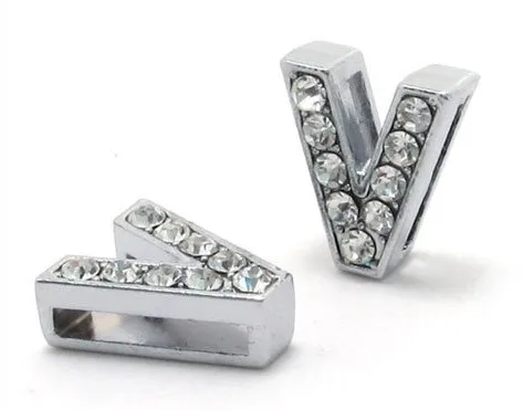 20 шт./лот, 8 мм, стразы, ползунок, буквы "N-Z, можно выбрать каждую букву", подходят для самодельных браслетов и браслетов - Окраска металла: V